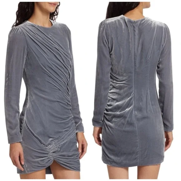 CINQ À SEPT Rebeka Gathered Velvet Mini Dress womens size 4 - Picture 3 of 11